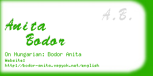 anita bodor business card